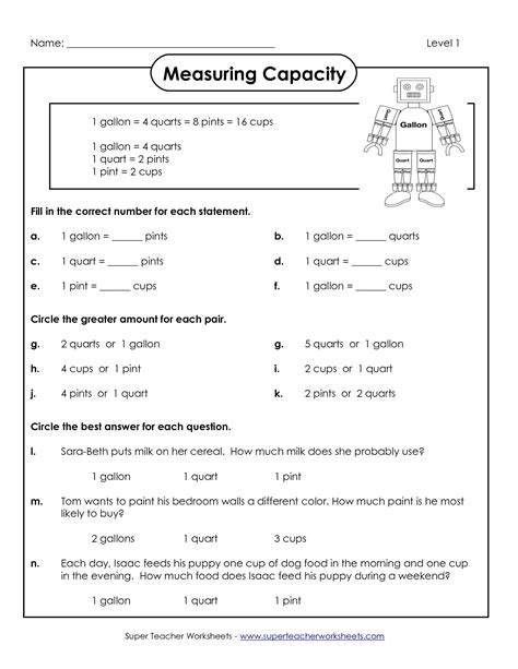First graders are developing a more complex understanding of number. 9 Best Images of Super Teacher Worksheets Measurement - To ...