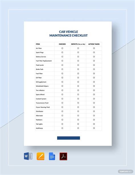 Vehicle Inspection Checklist Template Google Docs Word Apple Pages Hot Sex Picture