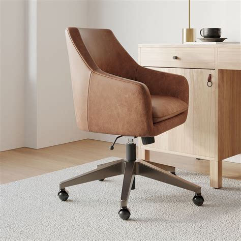 Helvetica Leather Swivel Office Chair West Elm