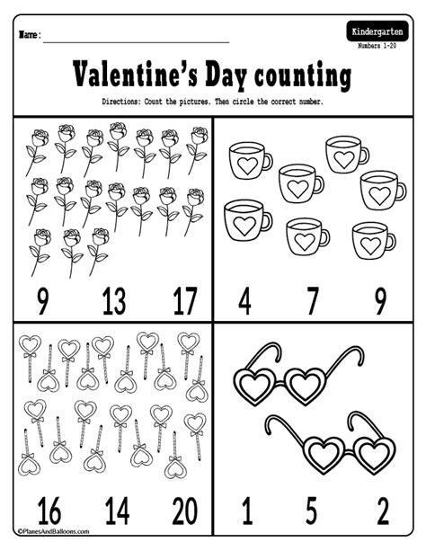 Fun Valentines Day Numbers And Counting Worksheets For Kindergarten
