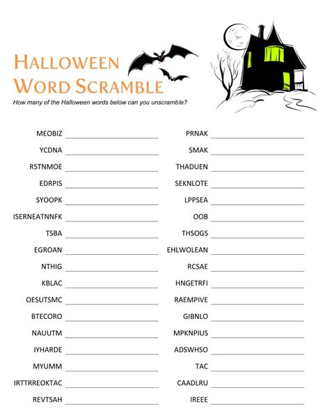 Halloween Word Scramble 15 Free Pdf Printables Printablee