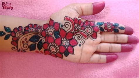 Colorful Most Attractive Modern Henna Mehendi Design Red Green And