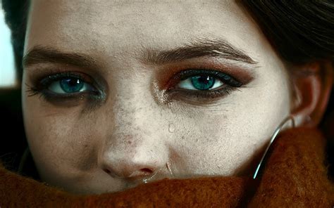 Fond d écran femmes maquette fermer portrait yeux bleus taches