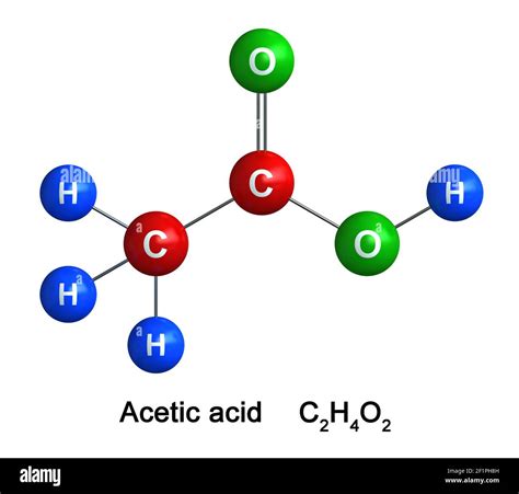 3d Render Of Molecular Structure Of Acetic Acid Isolated Over White