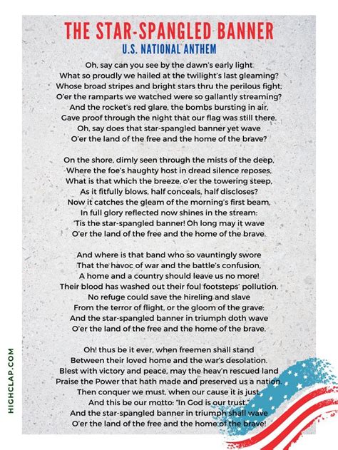 The Star Spangled Banner U S National Anthem Lyrics And History