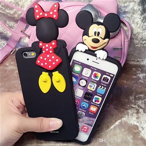 New Creative 3d Cute Cartoon Mickey Minnie Mouse Silicone Rubber Back