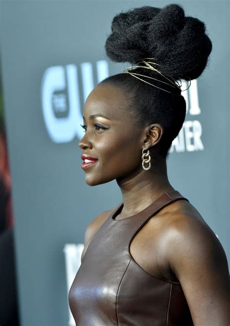 Lupita Nyongos Gold Wired Updo At The 2020 Critics Choice Awards