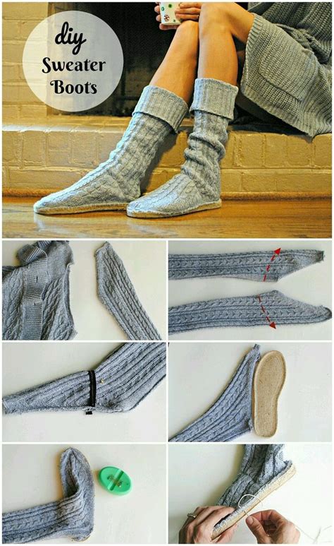 See more ideas about upcycle clothes, diy clothes, recycle clothes. Upcycle Clothes Easy - DIY Upcycled Sweater Boots | Diy ...