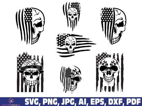 Usa Skull Flag Tattered Distressed Svg Gráfico Por Sofiamastery