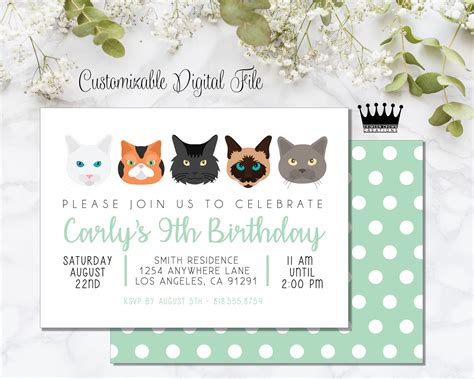 Printable Cat Birthday Invitations Printable Word Searches