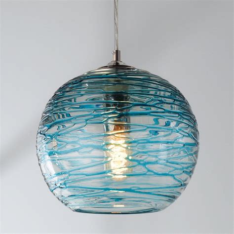 Swirling Glass Globe Pendant Light Aqua Glass Globe Pendant Glass