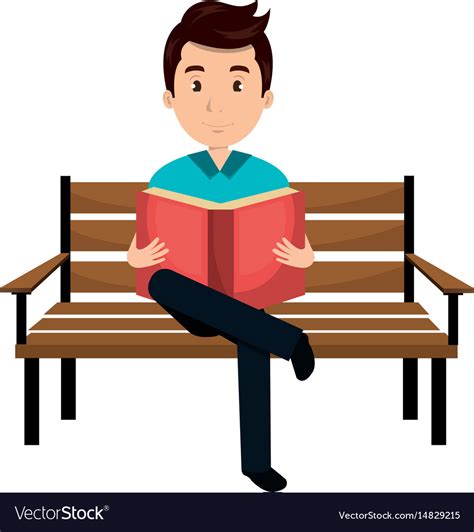 Man Reading Book In Park Chair Royalty Free Vector Image
