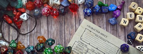 Tabletop Role Playing Flat Lay Background With Colorful Rpg Dices And