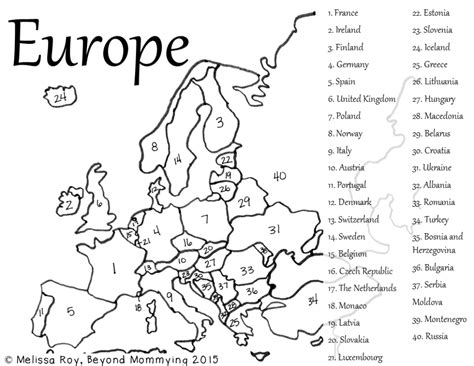Free Printable Europe Worksheets