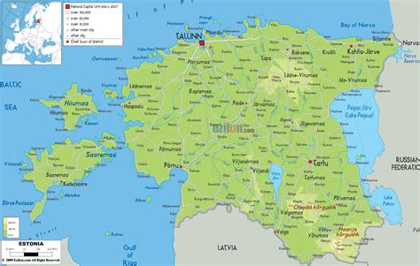 Physical Map Of Estonia And Estonia Physical Map