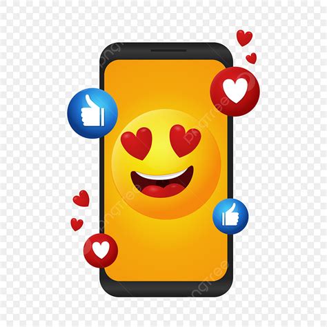 Telefone Celular Com Vetor De Desenho Animado Emoji De Mídia Social Png