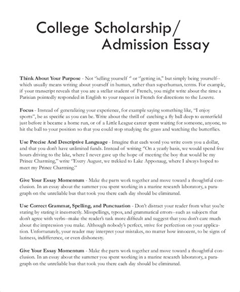 FREE Sample Scholarship Essay Templates In PDF MS Word