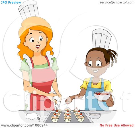 Clipart Home Economics Teacher Decorating Cupcakes With A