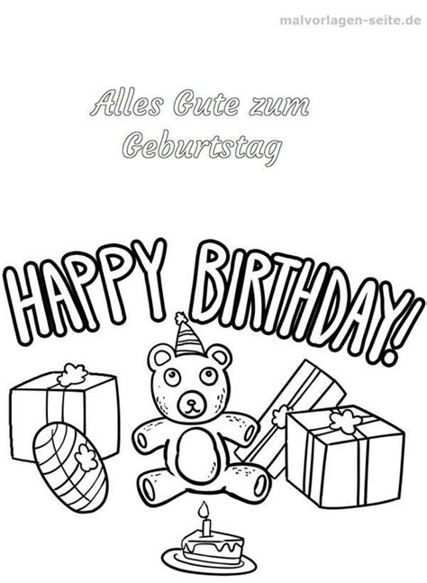 Malvorlage Happy Birthday | Geburtstag | Kostenlose Ausmalbilder
