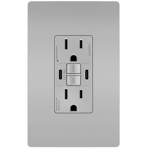 Gfci With Usb Cc Charging Combo Outlet Tamper Resistant 15a Gray