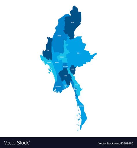 Myanmar Political Map Of Administrative Divisions Vector Image