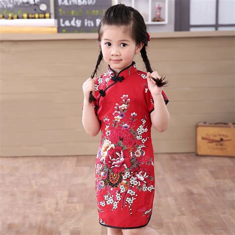 2019 Baby Girl Chinese Dress Clothes Summer Style Children Cotton Short