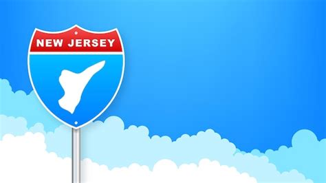 Premium Vector New Jersey Map On Road Sign Welcome To State Of New