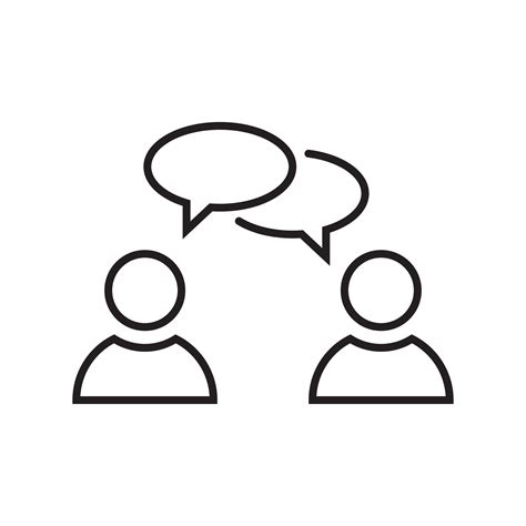 Talk People Icon Vector In Line Style Conversation Discussion Sign
