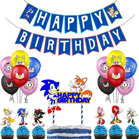 Buy Bonamana Sonic Party Decorations Pack Sonic Birthday Banner Sonic