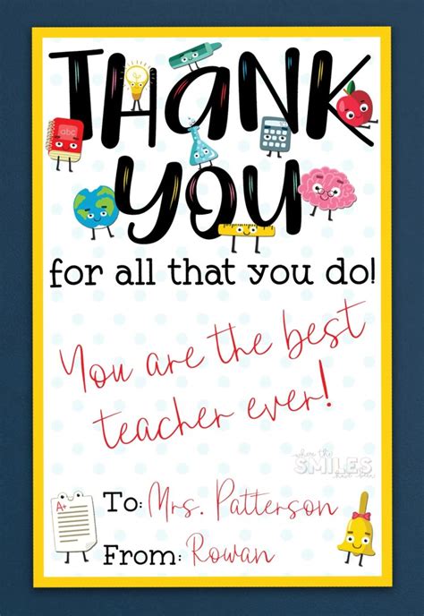 Free Teacher Appreciation Thank You Printable Two Versions