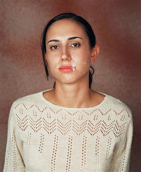 Portrait Of A Young And Very Attractive Woman Posing With Semen On Her