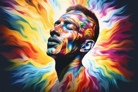 Una Pintura De Un Hombre Con Una Cara Colorida Vector Premium