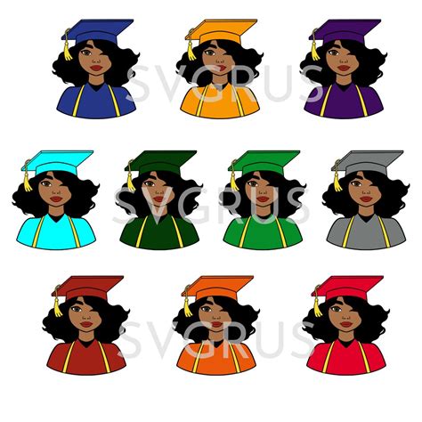 Graduation Svg Black Woman Cap And Gown Svg Black Woman Graduation