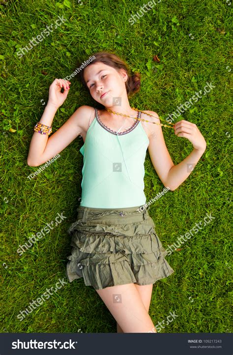 Portrait Pretty Young Teenager Girl Lying Stock Photo 109217243