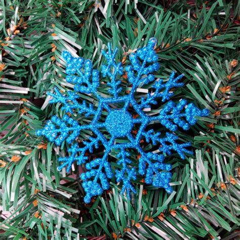 Plastic Christmas Glitter Snowflake Ornaments Christmas Tree
