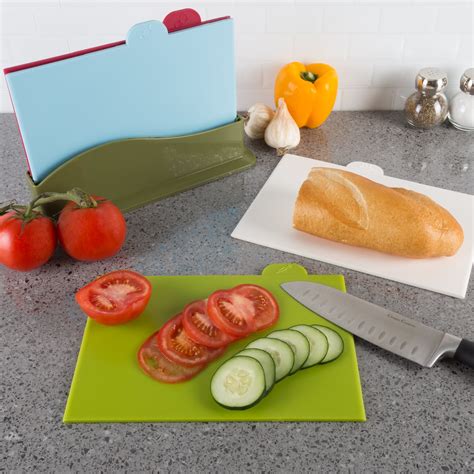 Plastic Cutting Board Set 5 Piece Color Coded Durable Boards With