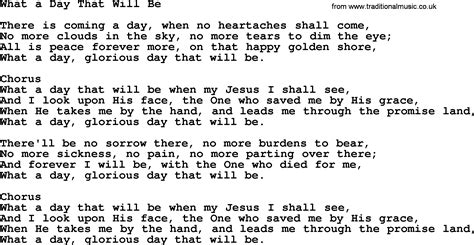 Baptist Hymnal Christian Song What A Day That Will Be Lyrics With