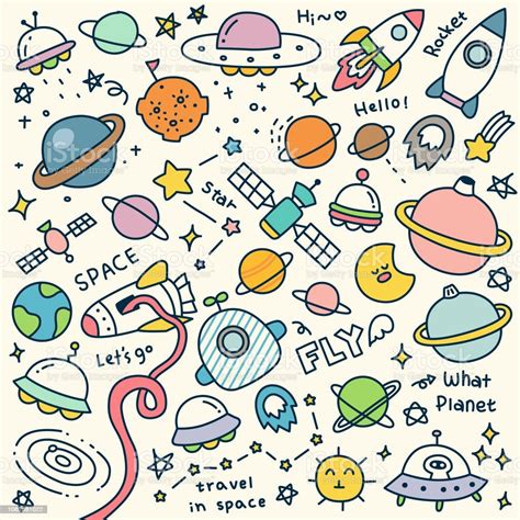 Vector Illustration Space Doodles Space Drawings Doodles