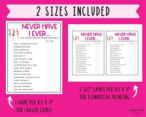 Never Have I Ever Game Ladies Night Party Games Fun Girls Etsy