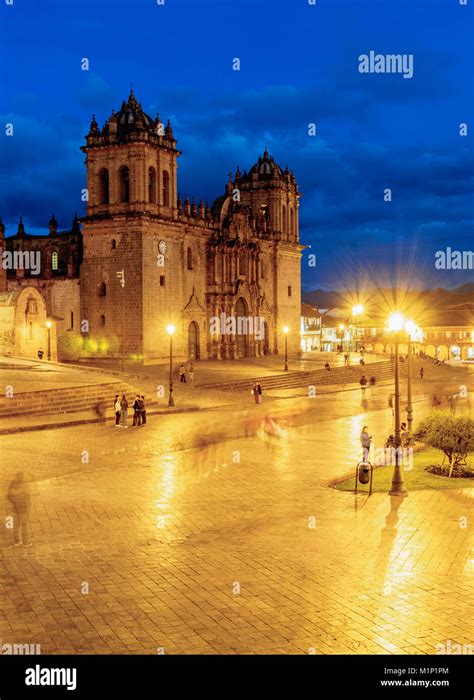 Main Square At Twilight Old Town Unesco World Heritage Site Cusco