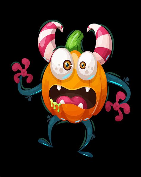 googly eye monster pumpkin halloween funny goofy party digital art by xuan tien luong