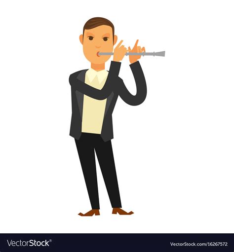 Man In Suit Playing Flute Royalty Free Vector Image