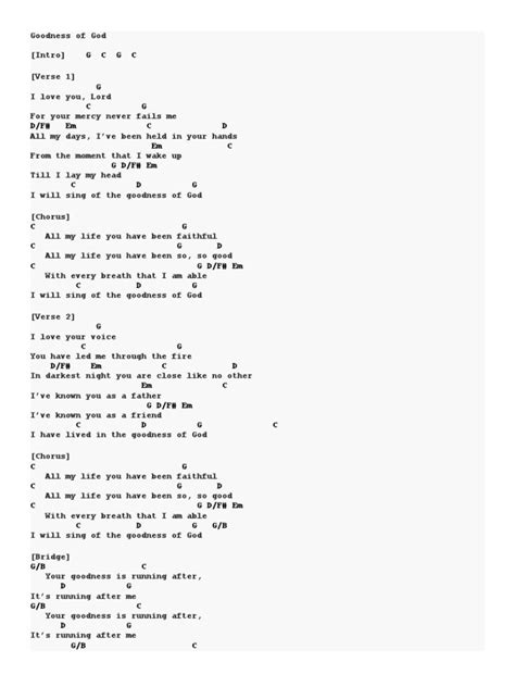 Goodness Of God Pdf Song Structure