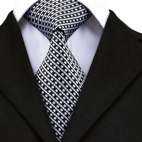 Hi Tie Fashion Silk Men Tie Black White Formal Mens Necktie Popular