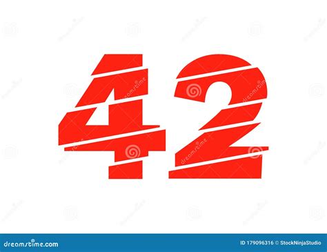 Modern Red 42 Number Design Vector Illustration Numeral Vector Trendy