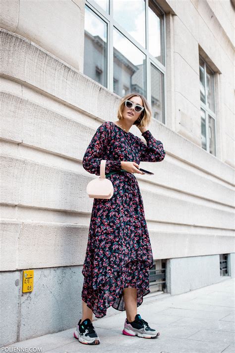 The Contemporary Floral Look Polienne Style Romantic Dress Dress With Sneakers