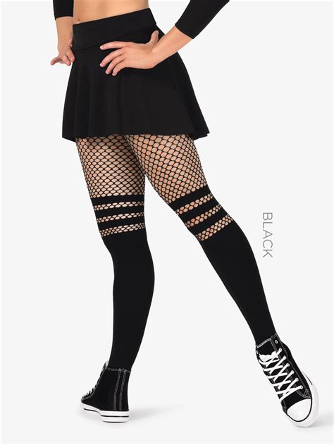 Womens Opaque Faux Thigh High Fishnet Dance Tights Adult Fishnet