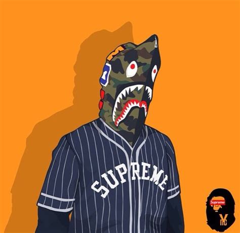 Bape Xsupreme By Venicedesign Portrait Cartoon Rapper Art Artsy