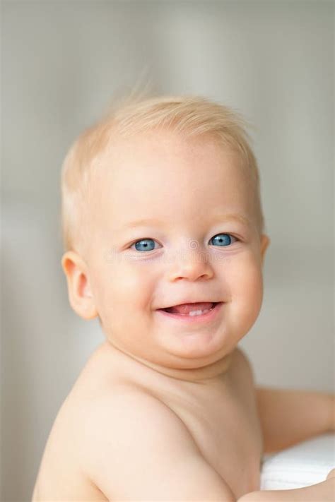 Baby Boy With Blue Eyes Stock Photo Image Of Innocence 85926076
