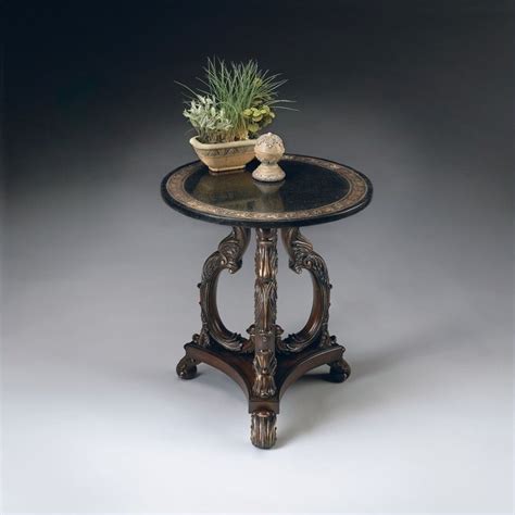 Butler Specialty Round Fossil Stone Top Accent Table In Heritage